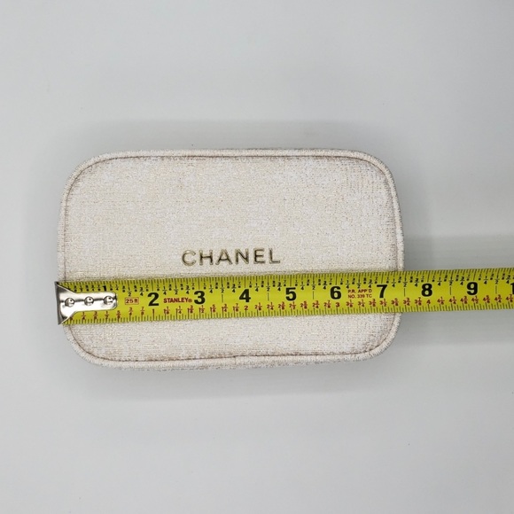 Authentic Chanel 2023 Cosmetic Pouch White Gold - Picture 6 of 8
